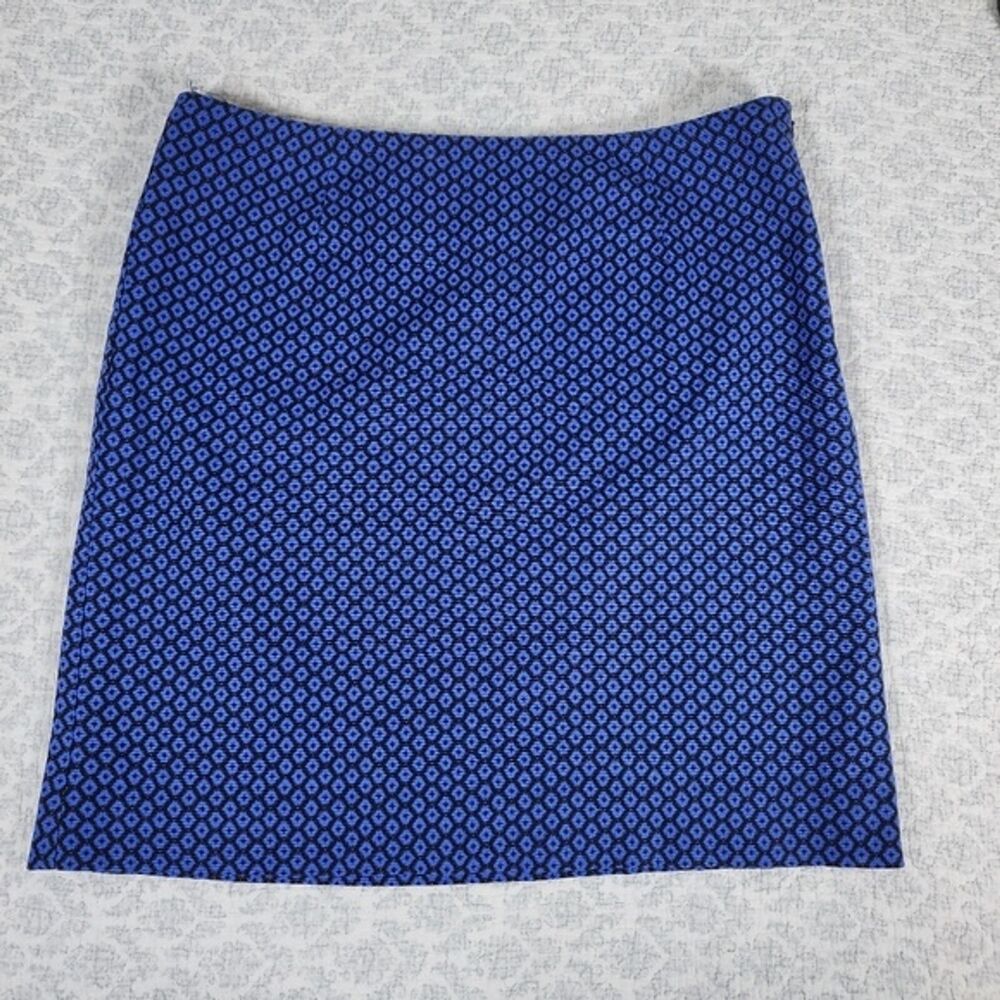 L.L. Bean Blue Favorite Fit Geometric Print Skirt Size 10
